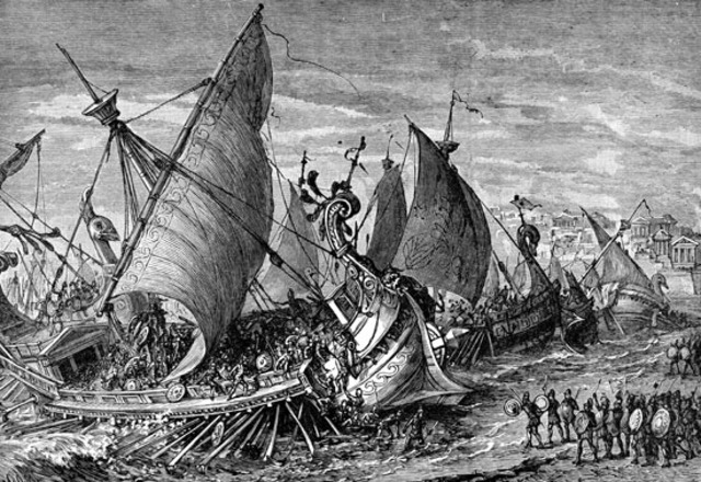 Greek Ships land on the Trojan Shore