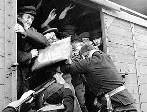 They get loaded into the cars to get taken to the concentration camps