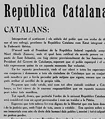 Es proclama	la II República dirigida (govern provisional encapçalat per Niceto Alcalá Zamora).	A Catalunya, aquesta tasca la dugué a terme Francesc Macià (ERC