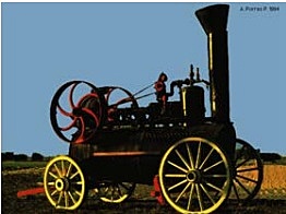 Primer arado con motor de vapor
