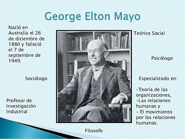 GEORGE ELTON  MAYO Teoria de las relaciones humanas