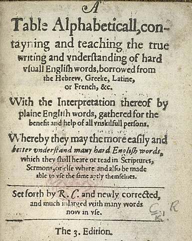 First English Dictionary.