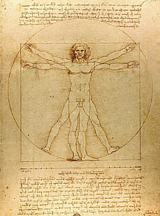 HOMBRE DE VITRUVIO POR DA VINCI DURANTE EL ESTUDIO DEL SER HUMANO EN EL RENACIMIENTO – 1490