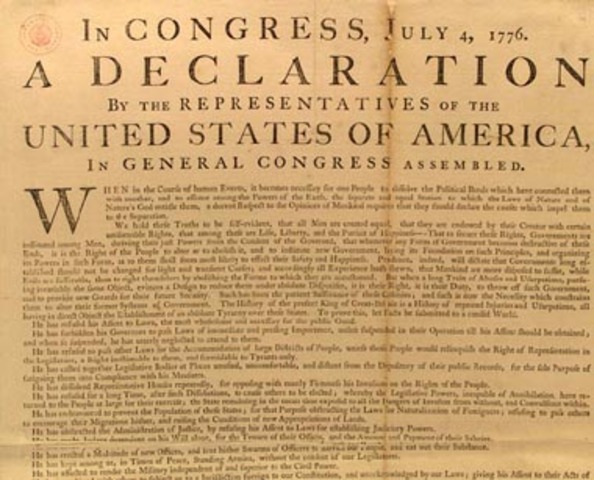 The Declaration of Independence written by Thomas Jefferson