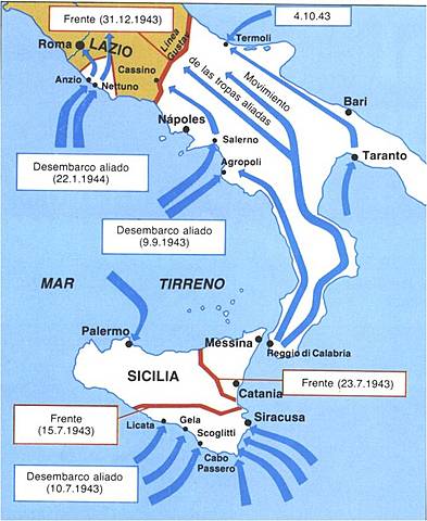 Desembarco aliado en Italia. Caída de Mussolini.