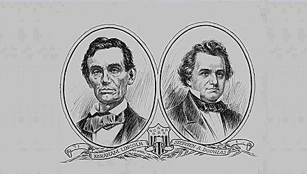 Abraham Lincoln debates Stephen Douglas