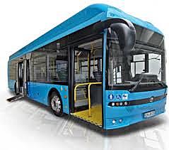 Dino fährt mit dem Bus.