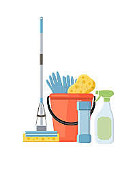 Dino, Pedro, und Sarah putzen die Villa.