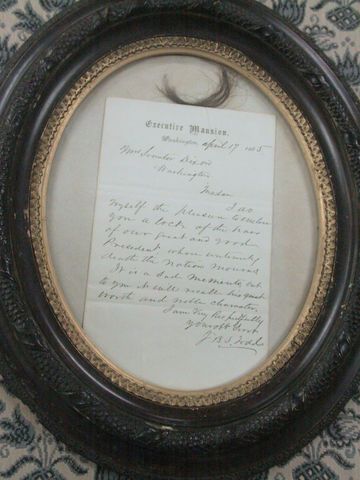 Lock of Lincoln's Hair and Note of Gratitude