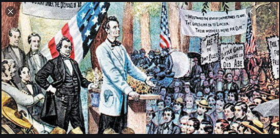 Abraham Lincoln debates Stephen Douglas