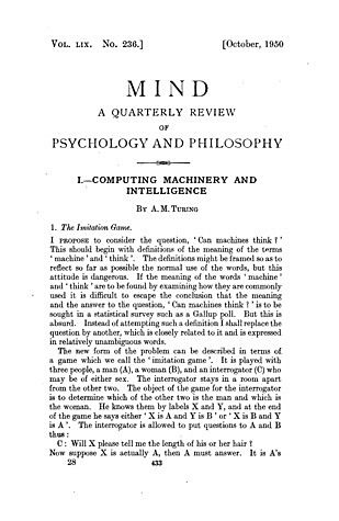 Computing Machinery and Intelligence
