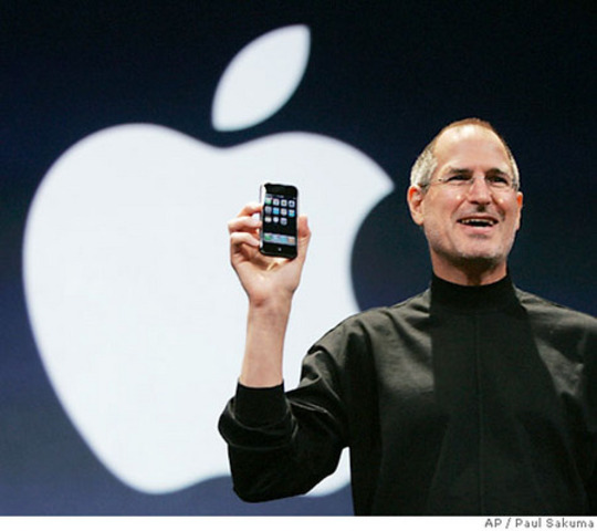 Apple Inc CEO, Steve Jobs announces the very first iPhone.