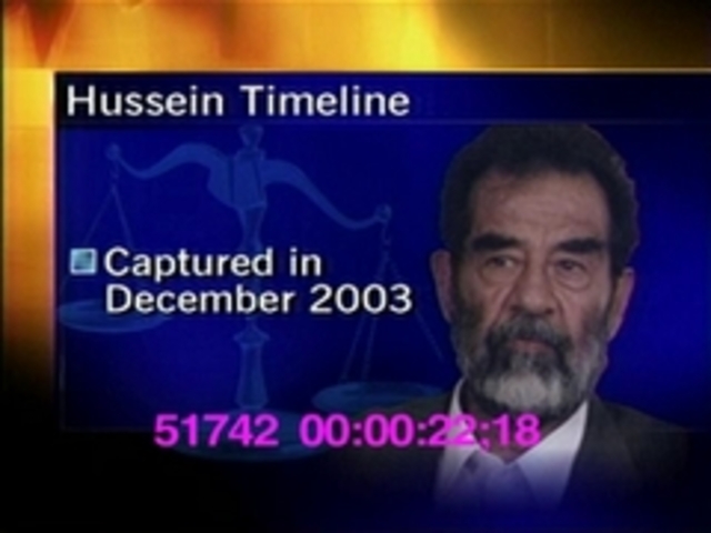 President George W. Bush announces the capture of Saddam Hussein.