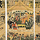 Interior theatre woodcut triptych kabuki utagawa toyokuni