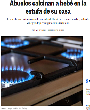 Abuelos calcinan a bebé en la estufa de su casa