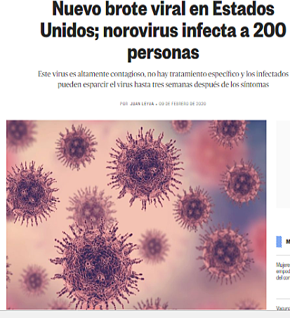 Nuevo brote viral en Estados Unidos;Norovirus infecta a 200 personas