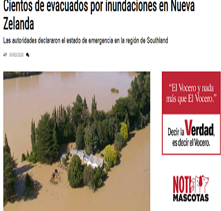 Evacuados en Nueva Zelanda por inundaciones