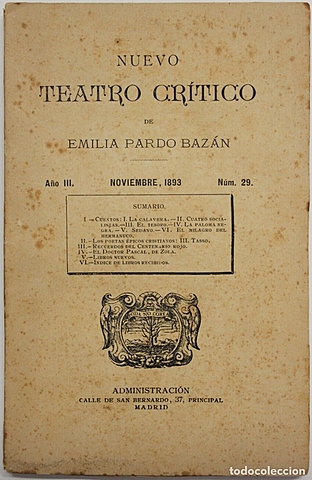 FUNDACIÓN REVISTA NUEVO TEATRO CRÍTICO, EMÍLIA PARDO BAZÁN