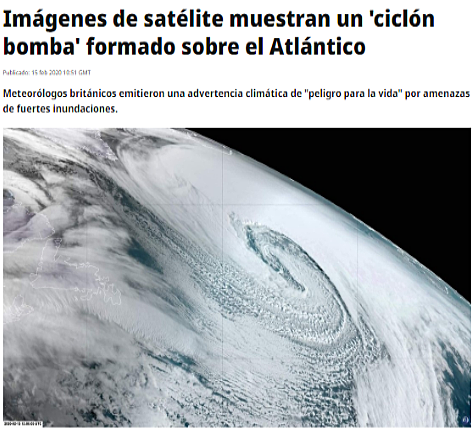 Ciclón bomba se forma sobre el Atlántico