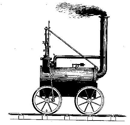 Primera locomotora a vapor.