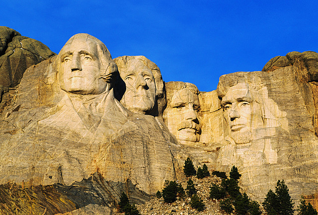 The busts of four presidents