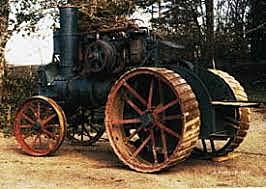 Tractor de vapor con nervaduras en las ruedas