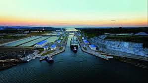 Panama Canal opened making passage between the Atlantic and Pacific Oceans easier