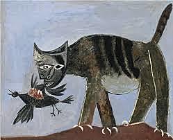 GUILLIEZ Manon, façon de présenter / Pablo Picasso, "chat saisissant un oiseau", huile sur toile, taille : 81x100cm, musée national à Paris