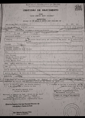 Nascimento do meu irmão Luiz