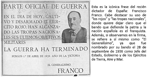 Caída de la República e inicio del régimen franquista.