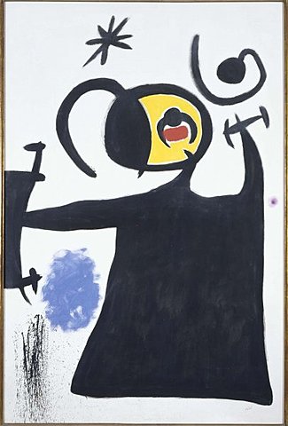 Mujer en trance por la huida de las estrellas fugaces. Miró.