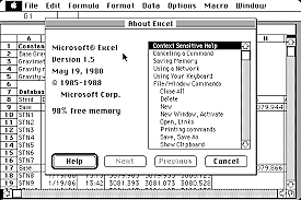 Primera Versión de Excel 1.0