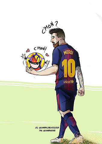 The first time, Messi scored his first goal.