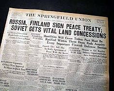 Finland signed a peace treaty with the Soviet Union
