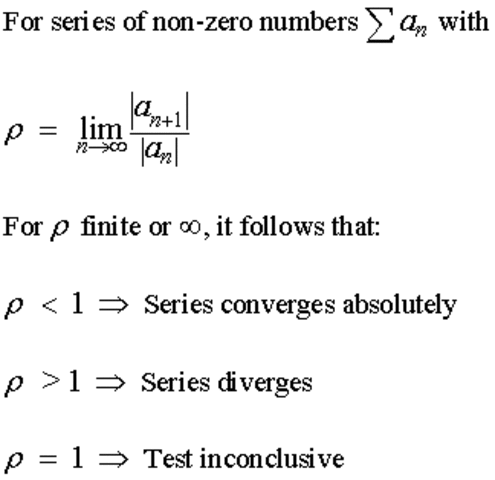 Ratio Test for Series
