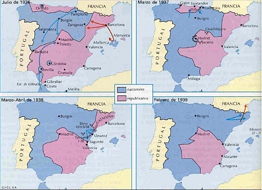 Mapa de la evolución de la Guerra