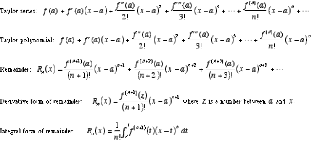 Taylor Polynomial/Series Review