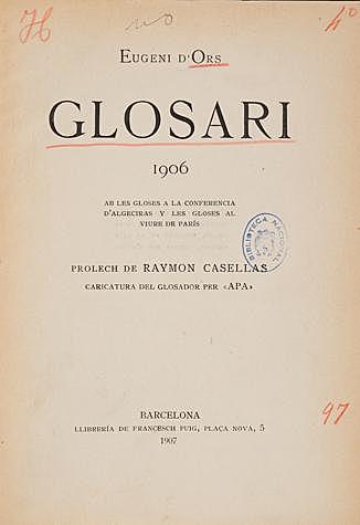 Publicació del Glosari de Xènius (Eugeni d'Ors) a La Veu de Catalunya