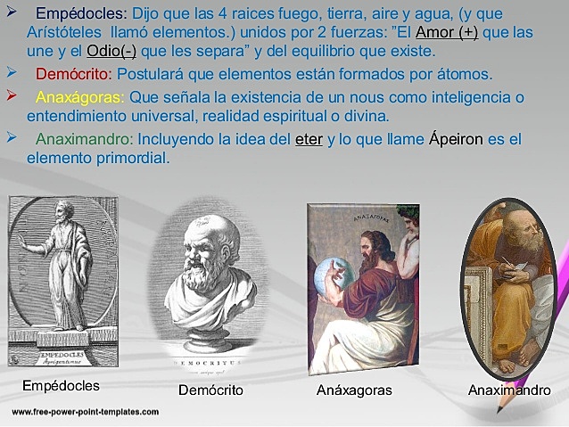 Filósofos griegos  estudian la composición de la materia