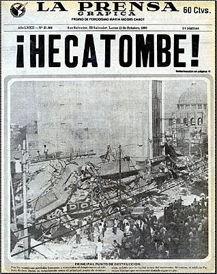 Terremoto de 7,5 grados destruye San Salvador y deja más de 1.400 muertos y 10.000 damnificados.