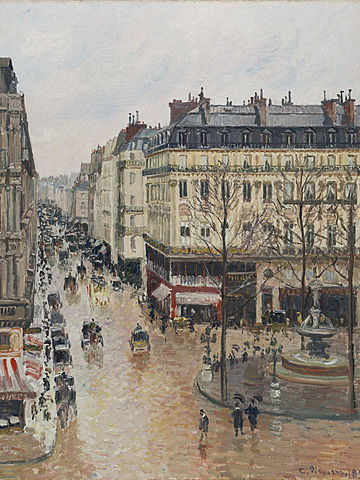 Rue Saint-Honoré por la tarde. Efecto de lluvia'. Camille Pissarro.