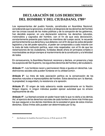 La Declaración de los Derechos del Hombre y de los Ciudadanos