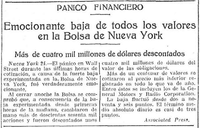 Depresión de 1929 y el crack de la Bolsa de Nueva York