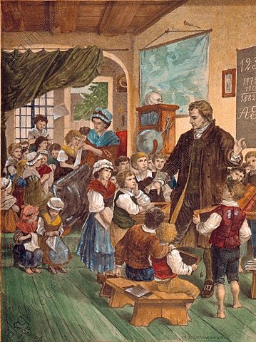 Abrió en Neuhof una escuela para niños pobres.