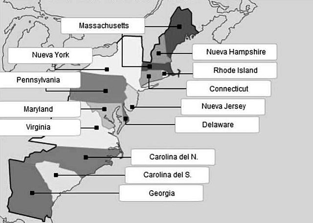 Trece colonias ya asentadas en Norteamérica.