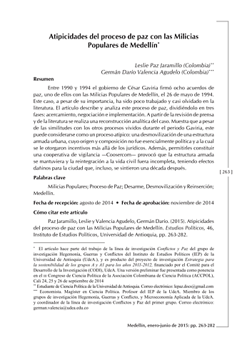 Diálogo y Acuerdo de Paz y Convivencia con el MIR- COAR en Medellín