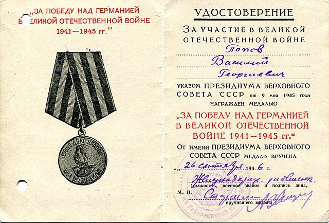 Медаль за Победу над Германией в Великой Отечественной войне 1941-1945 гг.