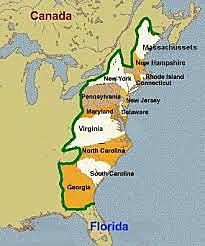 1732 Alcune colonie inglesi sbarcano in Nordamerica