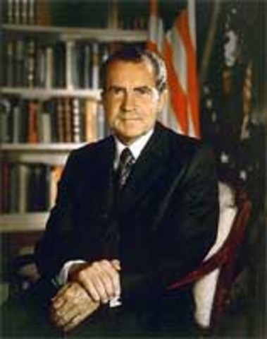 •	Richard Nixon becomes the first U.S. President to resign