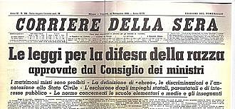 LE LEGGI RAZZIALI FASCISTE